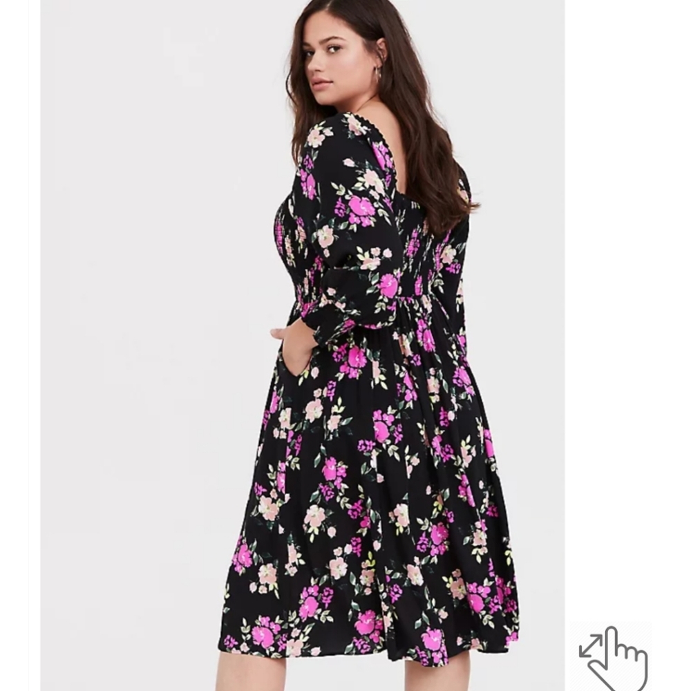 Torrid Black Floral Challis Dress 1X